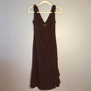 Express Black Ruched, Ruffle & Side Slit LBD